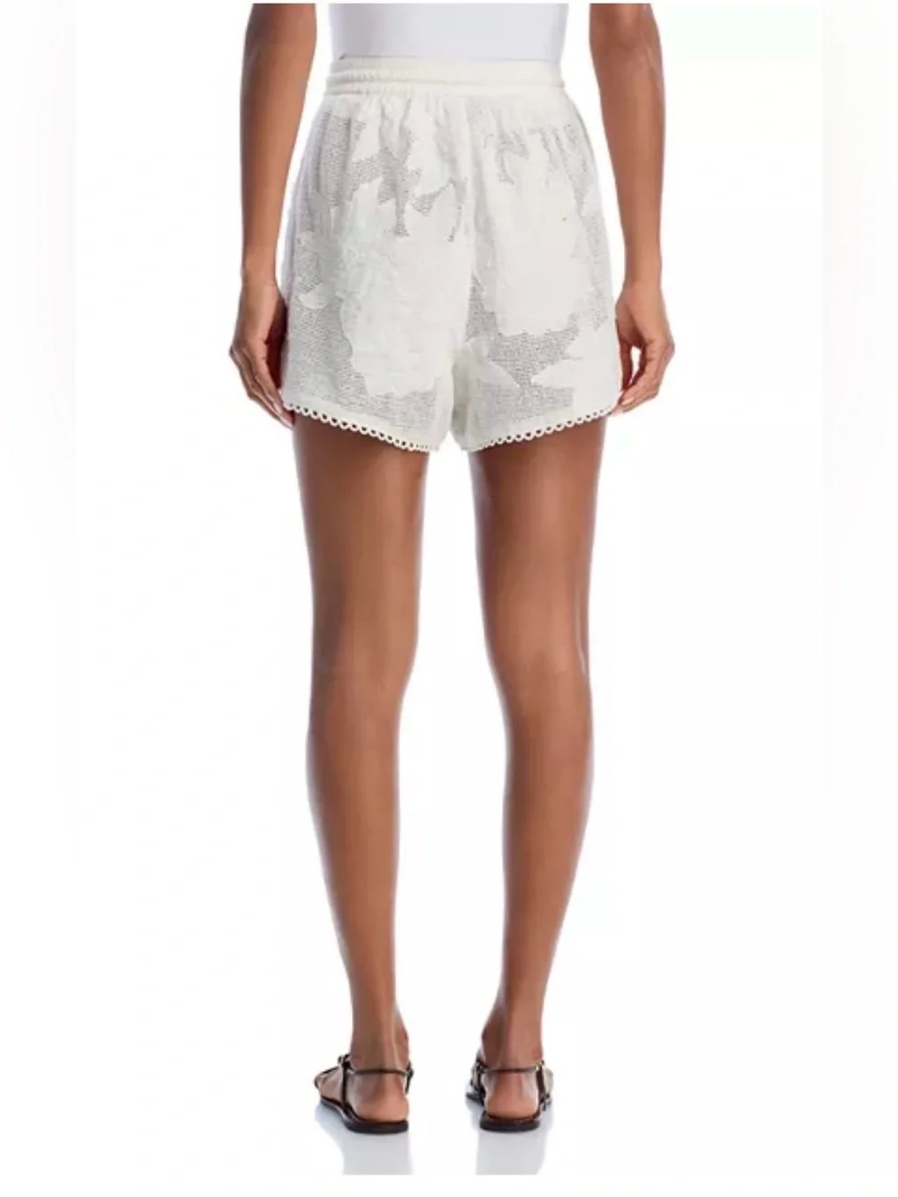 Farm Rio Women's White Embroidered Cotton Drawstring Shorts Size M NWT $160 - Picture 2 of 12